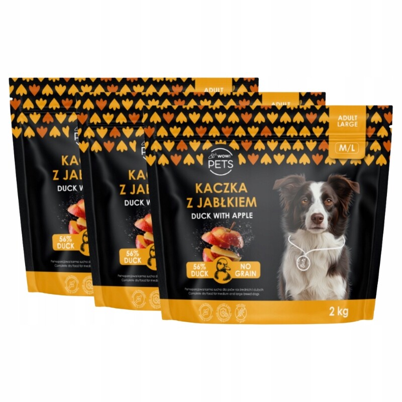 WOW!Pets Bez obilovin, Monoproteinová kachna 10 kg Krmivo Dospělý pes plemeno M/L