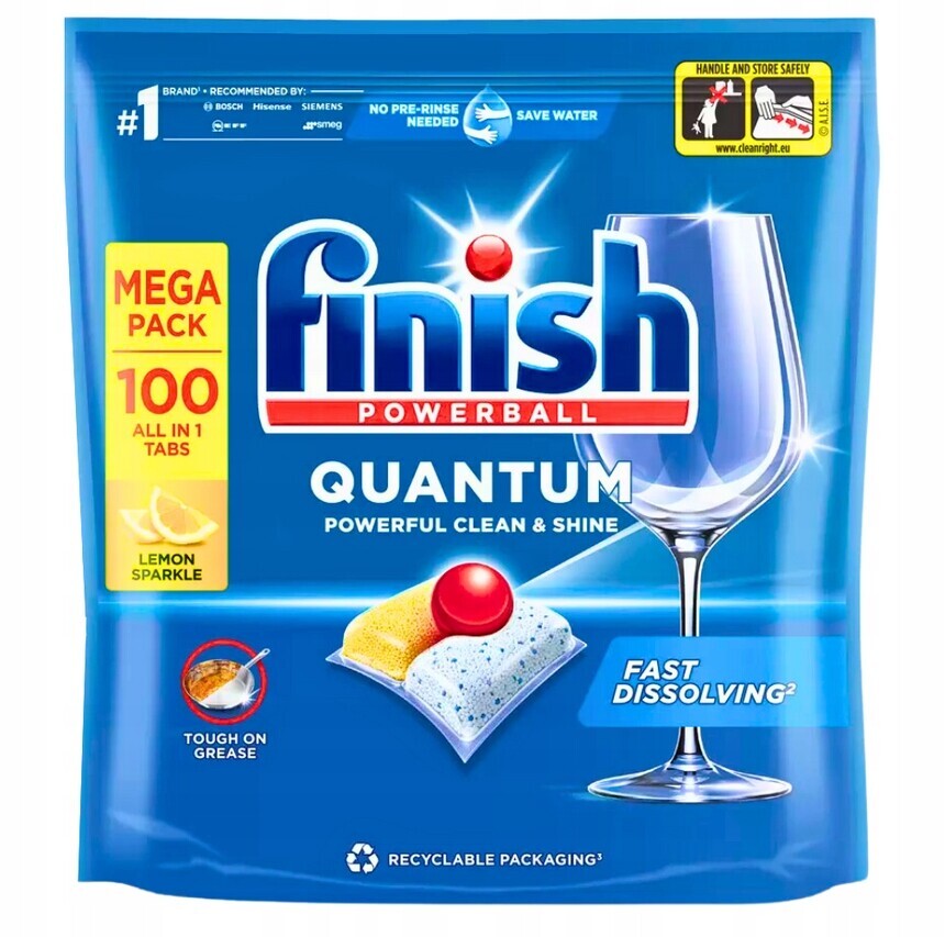 4x kapsle do myčky nádobí Finish Quantum All in One Lemon 100ks