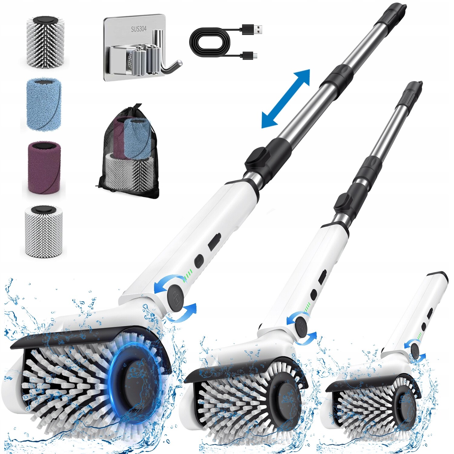 Elektrický Rotační Kartáč Spin Scrubber, Bezdrátový, Pro Mytí