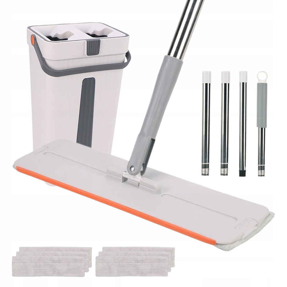 Mop S Kbelíkem Plochý Dvoukomorový Odšťavňovač 6 Vložek Z Mikrovlákna Sada