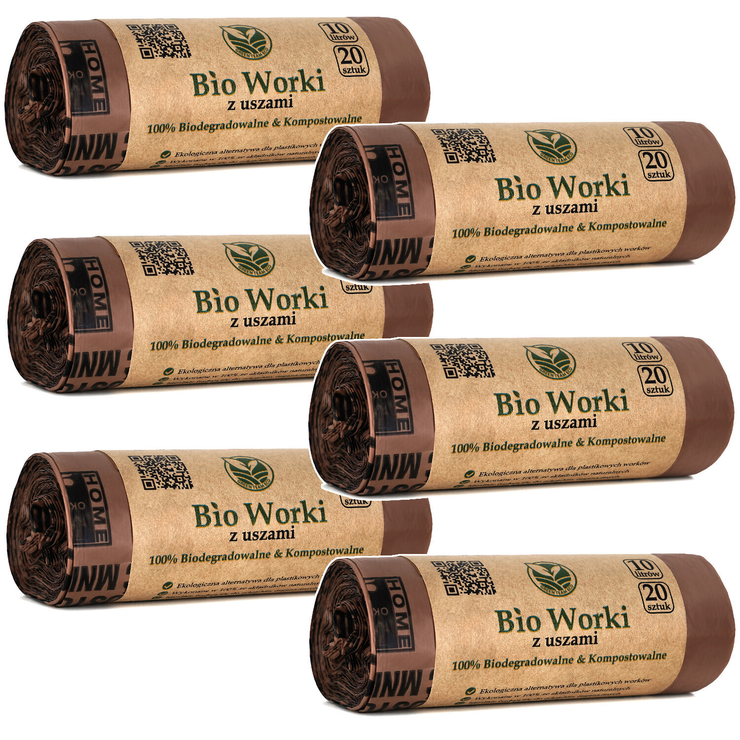 Biologicky rozložitelné sáčky kompostovatelné Bio Ekologické Na Odpad 10 l 6x20