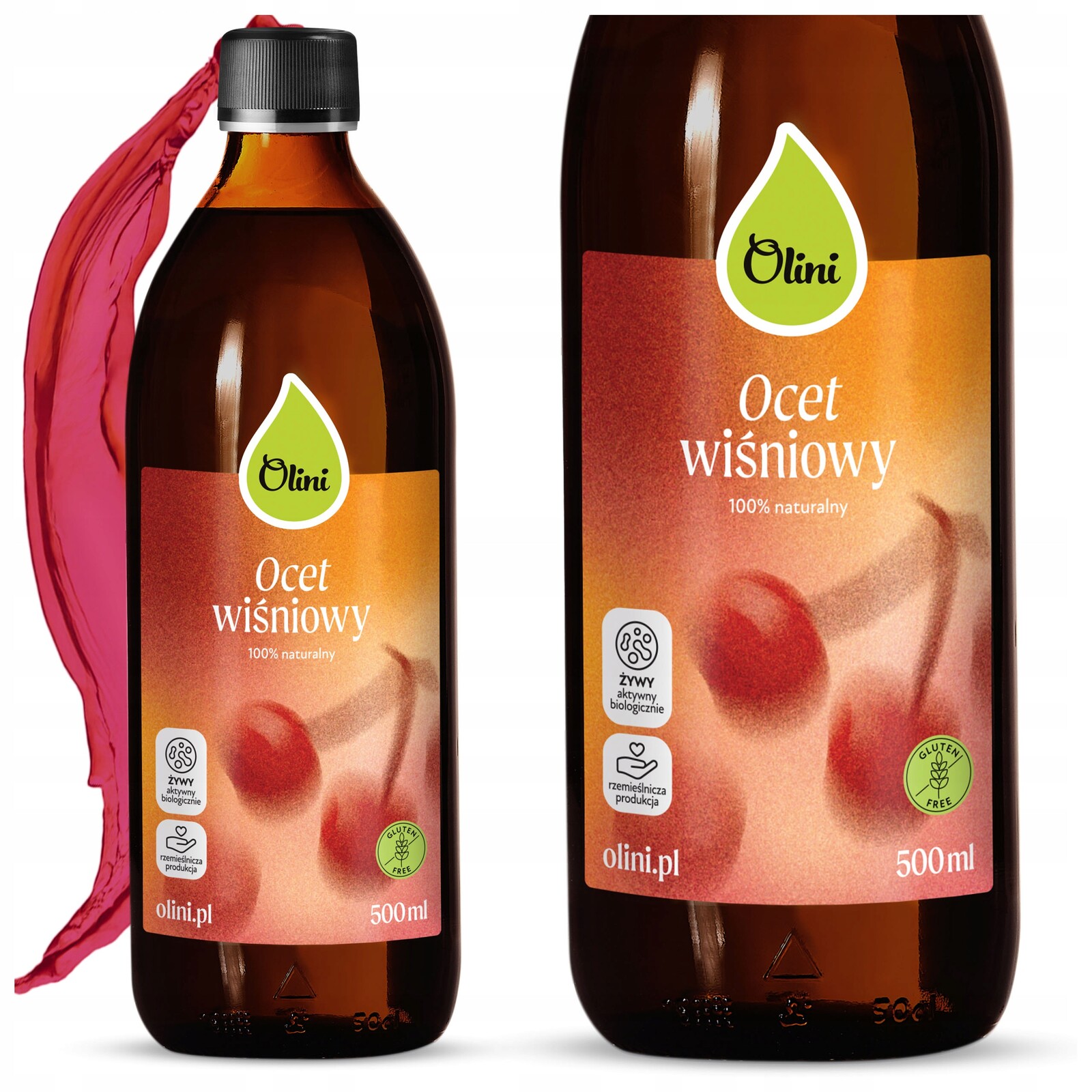 Třešňový ocet 100% přírodní nefiltrovaný nepasterizovaný Olini 500ml