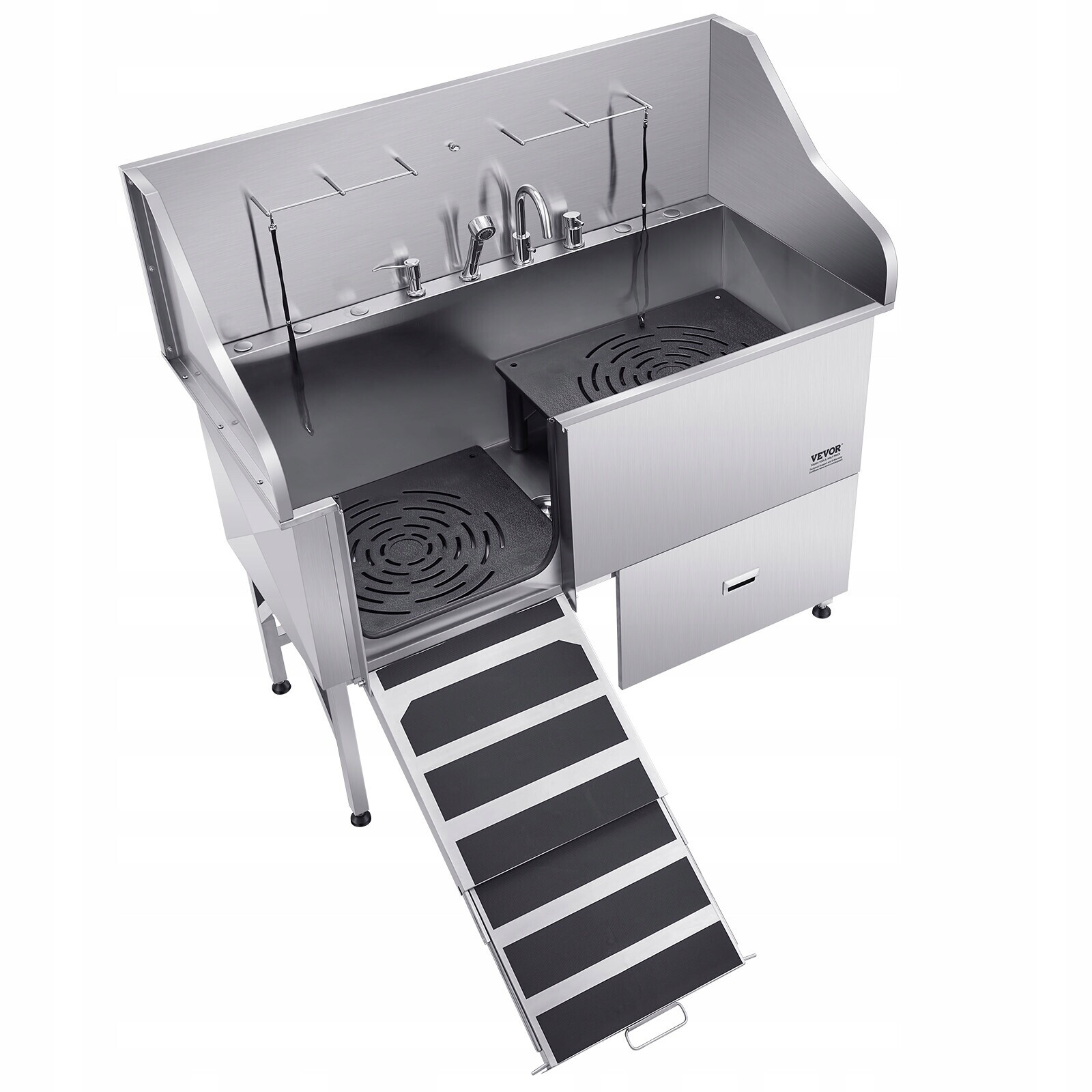 Vevor Wanna Dla Zwierząt 155x79x147CM Lewe Drzwi Wanna Do Pielęgnacji Psa