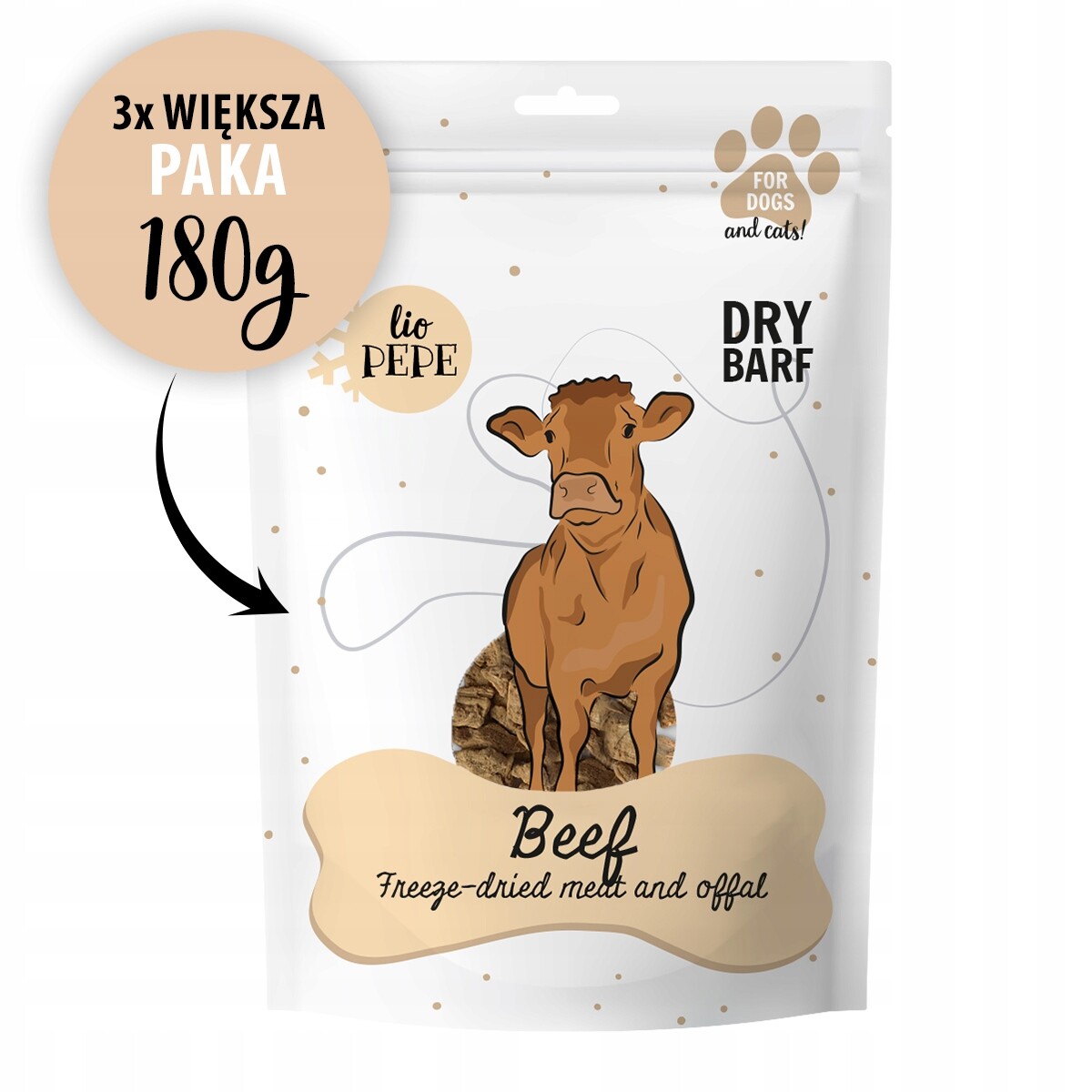 Psí pamlsek Lio Pepe Beef pamlsky pro zvířata hovězí maso 180 g