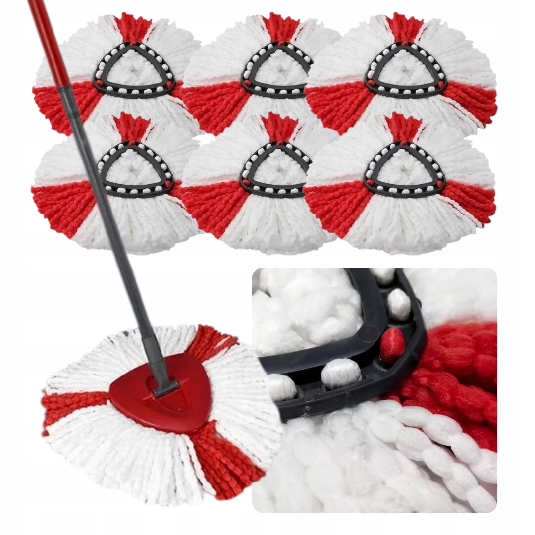6 x Koncovky Pro Rotační Mopovací Vložky Absorpční Sada Náhradní Vileda