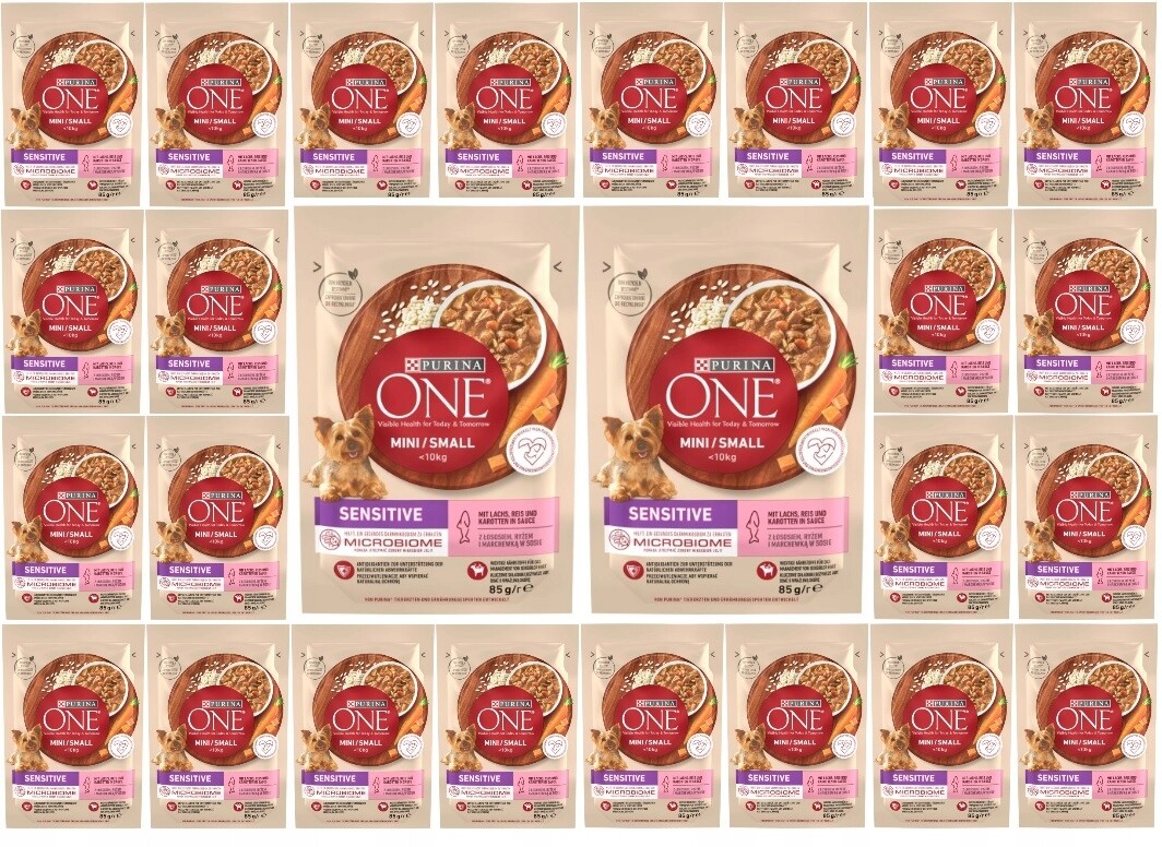 Purina One mini Sensitive losos vlhké krmivo pro psy v omáčce 26x85 g