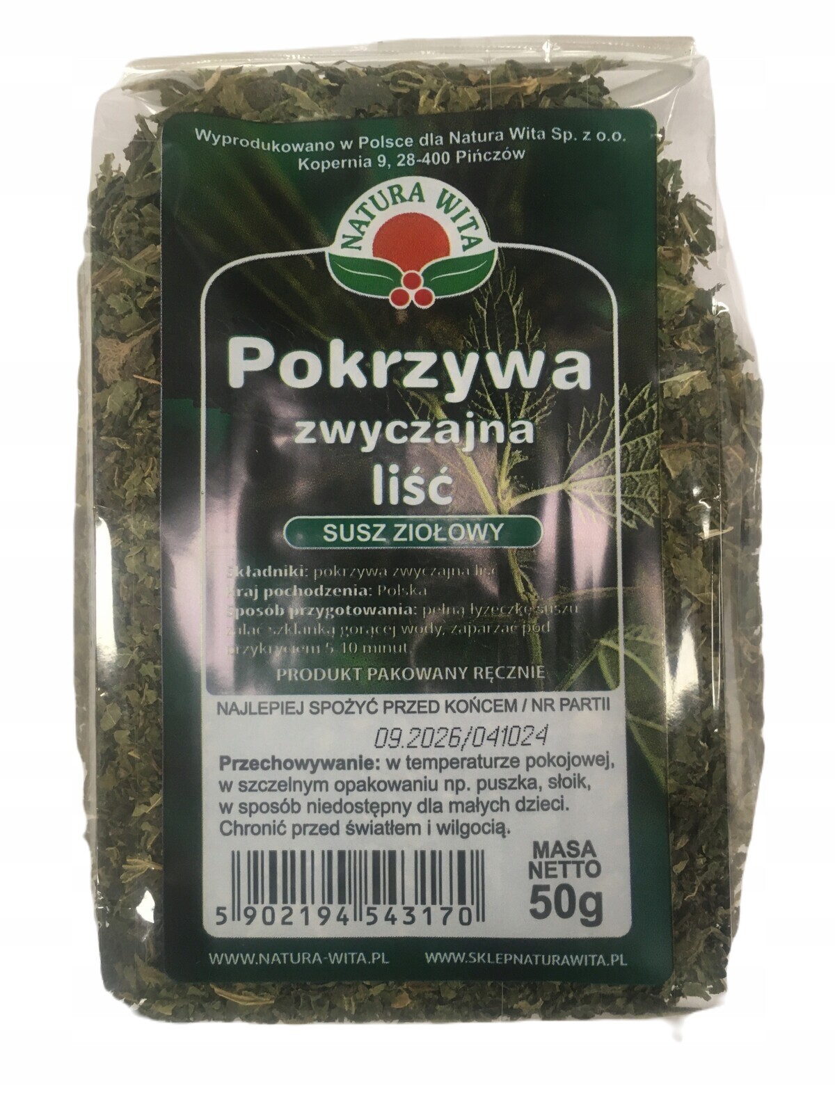 Kopřiva obecná list sušená Bylinná sušina 50g Natura Wita