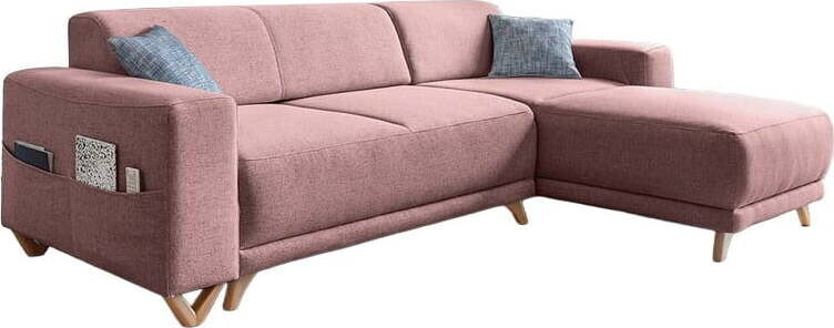Růžová rozkládací/s úložným prostorem rohová pohovka Classy Sophie – Miuform
