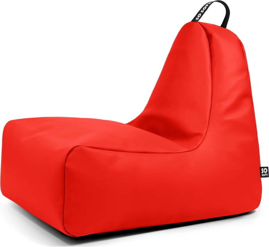 Červený dětský sedací vak z imitace kůže Chill M – So Soft?