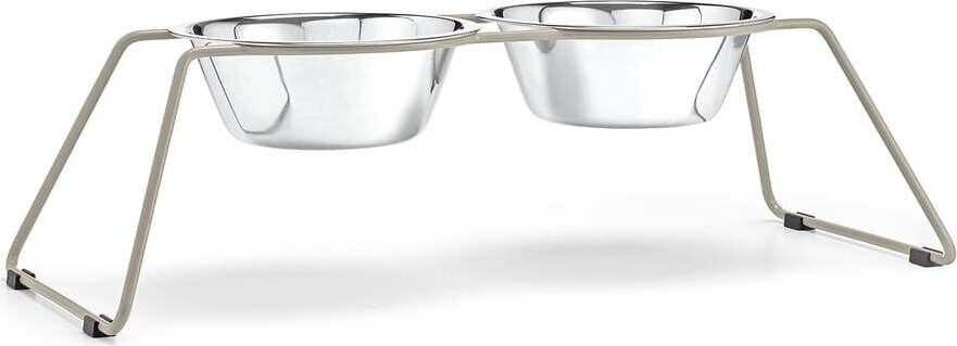 Set misek s podstavcem pro psa z nerezové oceli Cena Greige L – MiaCara