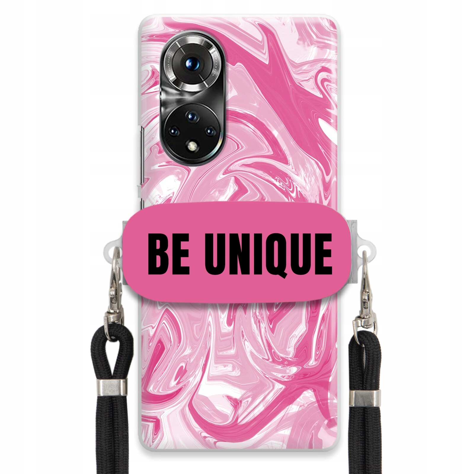 Pouzdro pro Huawei Honor 50 Pro Pouzdro úchytka Šňůrka Černá Růže Mramor Unikátní