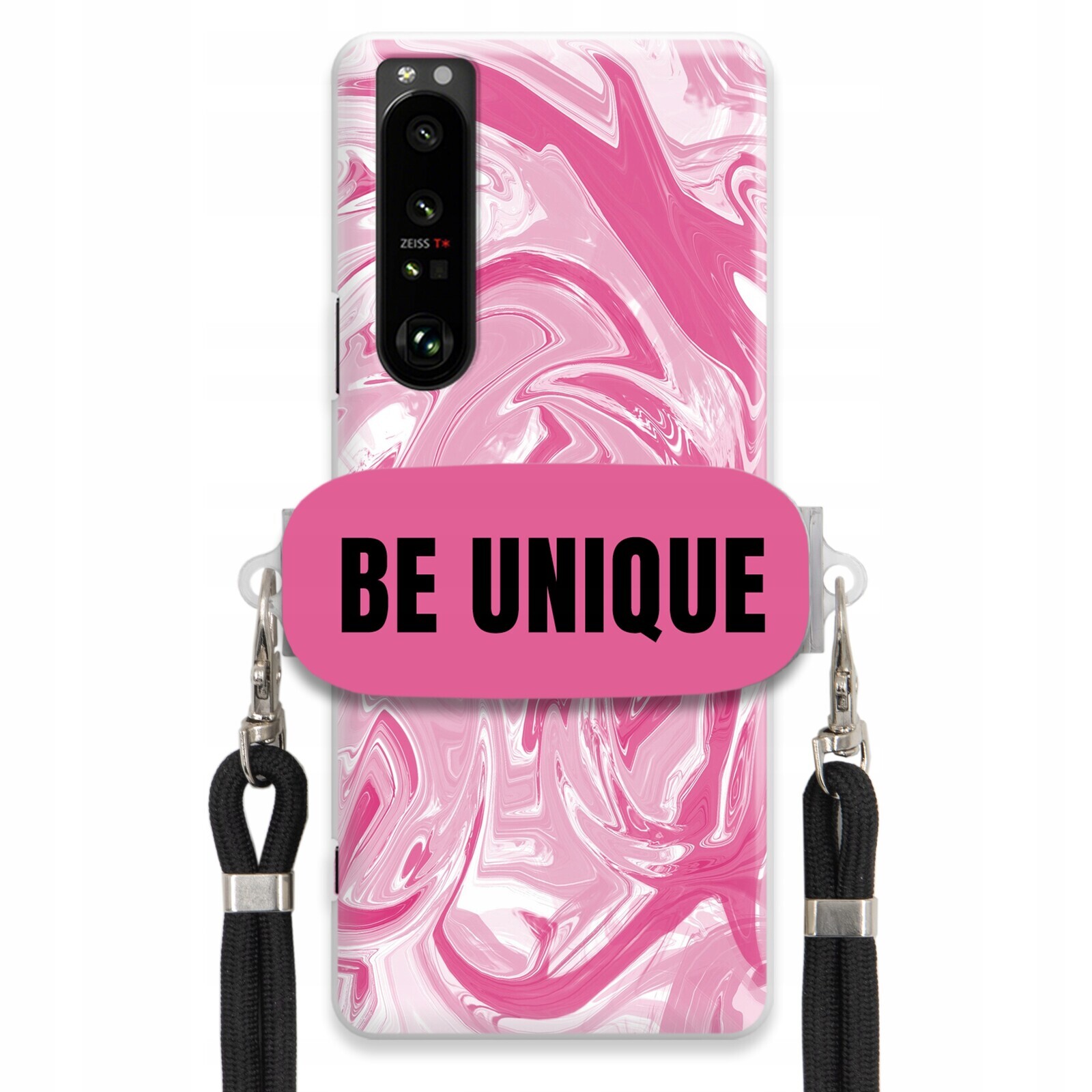 Pouzdro pro Sony Xperia 1 III Case úchytka na šňůrku Černá Růžová Mramorová Unique