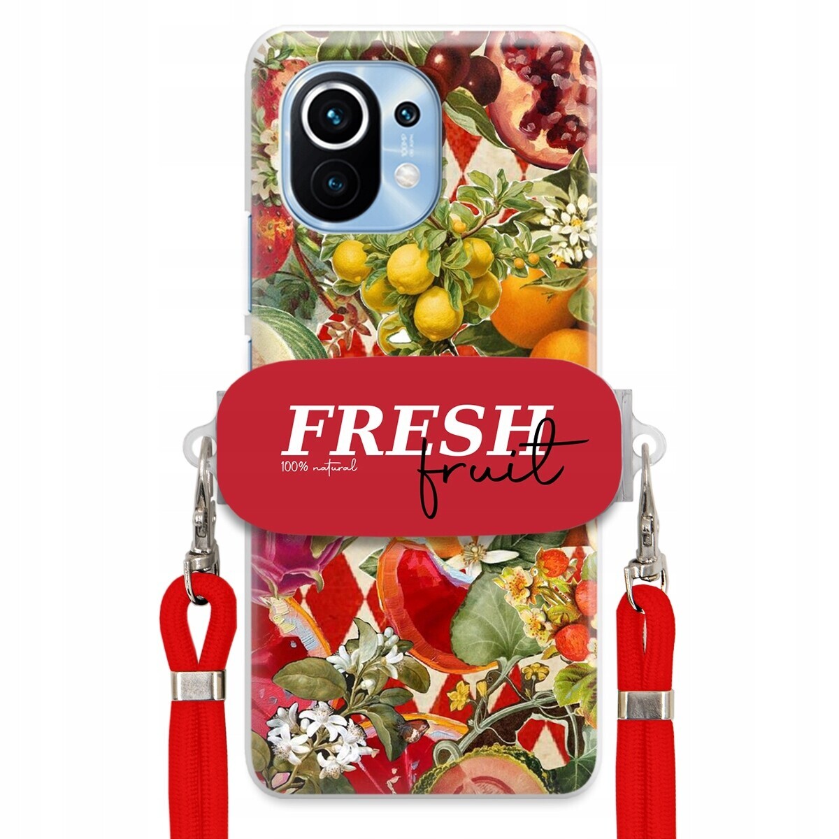 Pouzdro pro Xiaomi Mi 11 Červené Crossbody vodítko Držák Fresh Fruit Ovocné