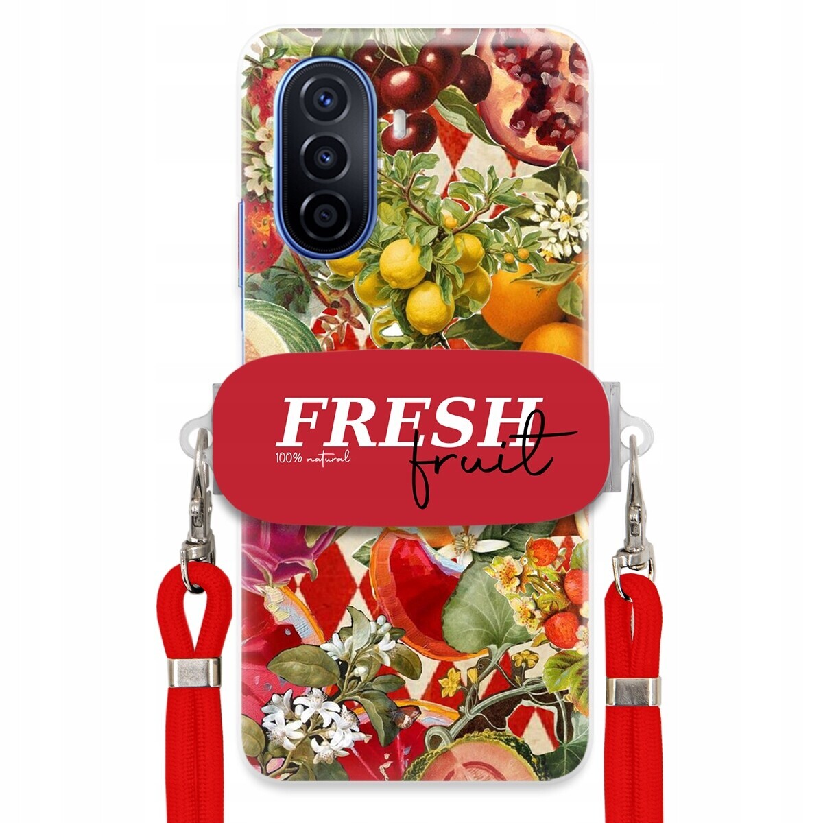 Pouzdro pro Huawei Nova Y70 Červené Crossbody vodítko Držák Fresh Fruit Ovoce