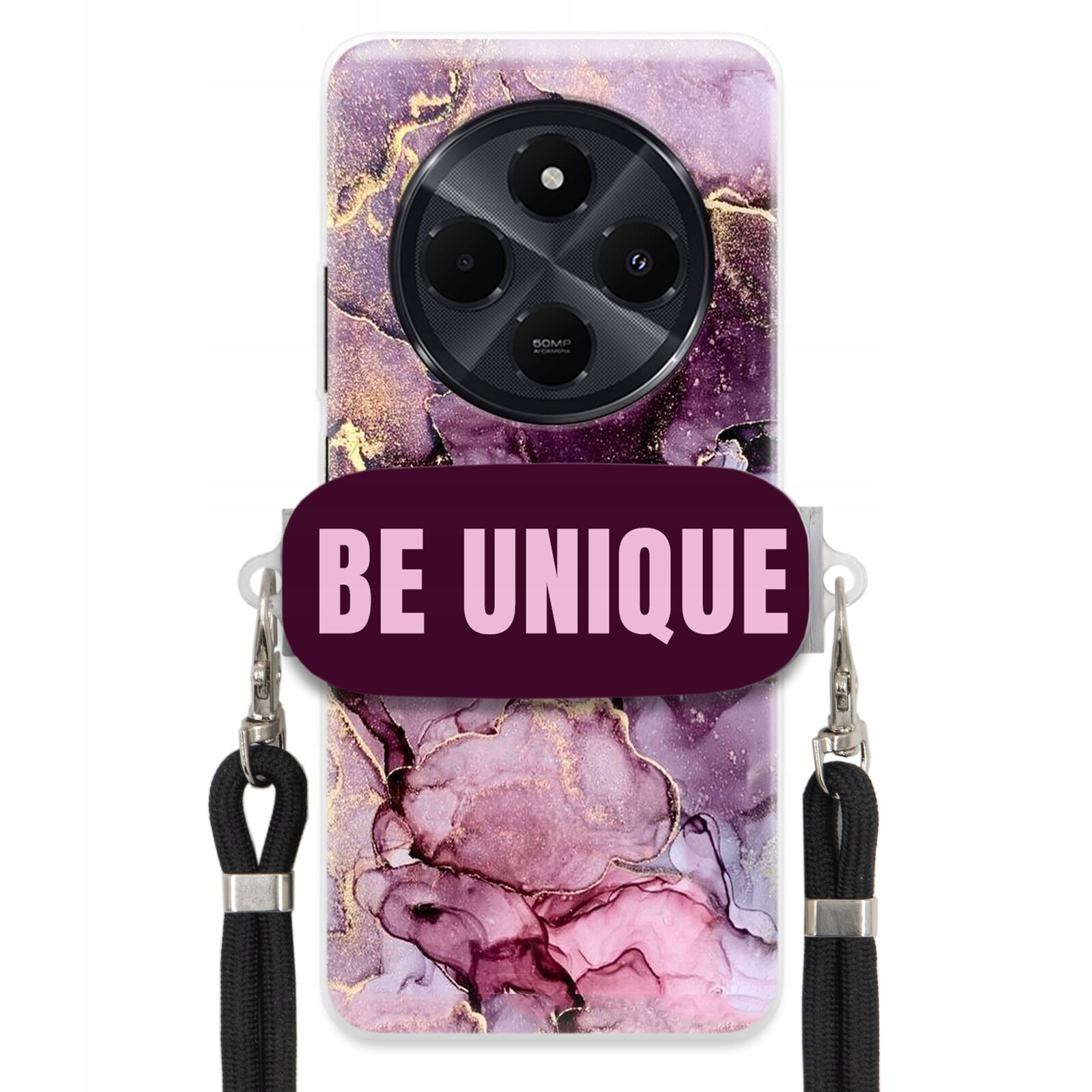 Pouzdro pro Xiaomi Redmi 14C 4G Case Držák Šňůrka Černá Fialová Mramorová