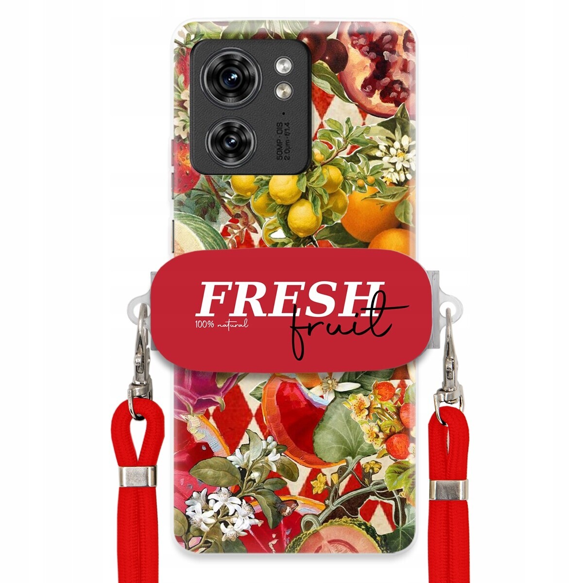 Pouzdro pro Motorola Edge 40 Červené Crossbody vodítko Držák Fresh Fruit