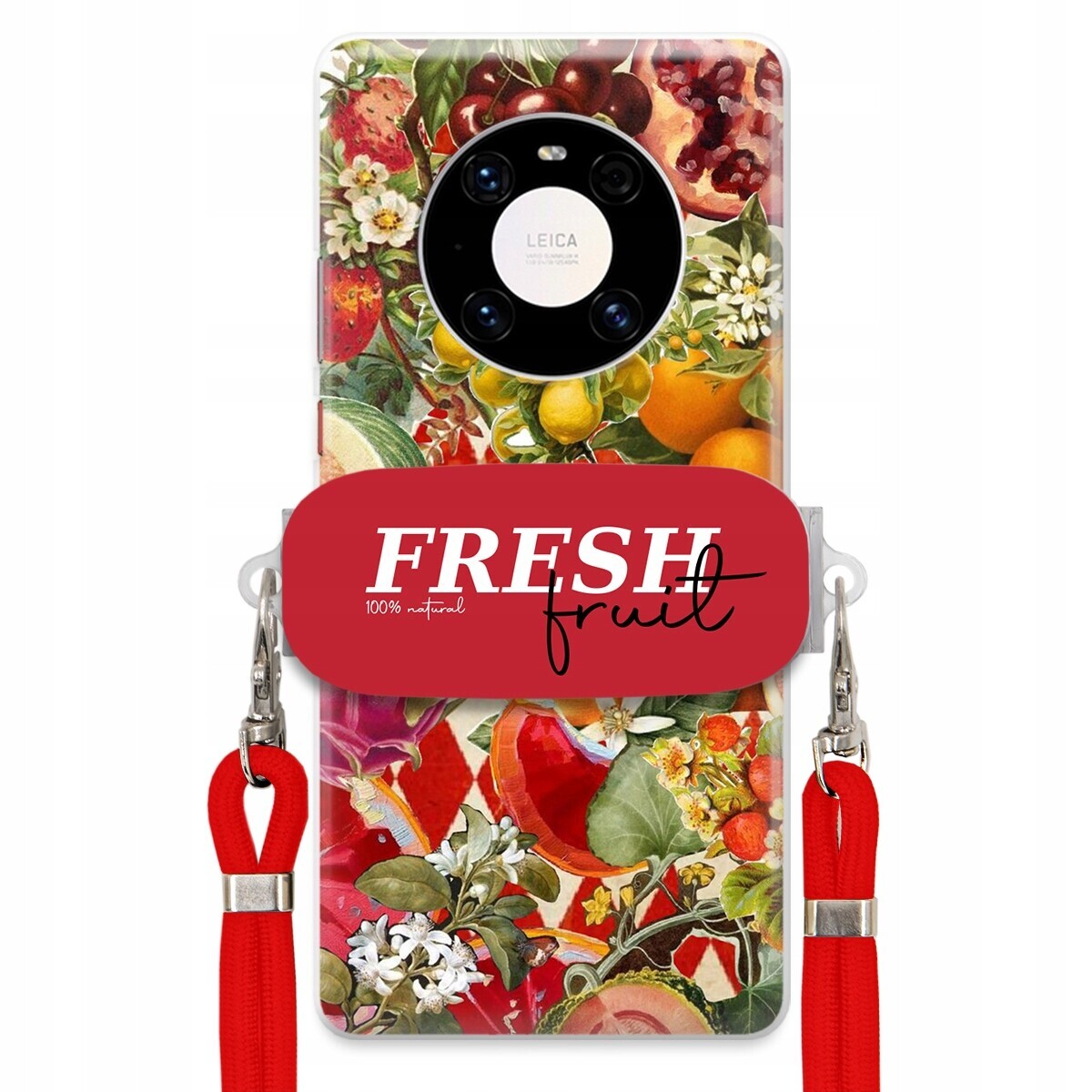 Pouzdro pro Huawei Mate 40 Červené Crossbody vodítko Držák Fresh Fruit Ovoce