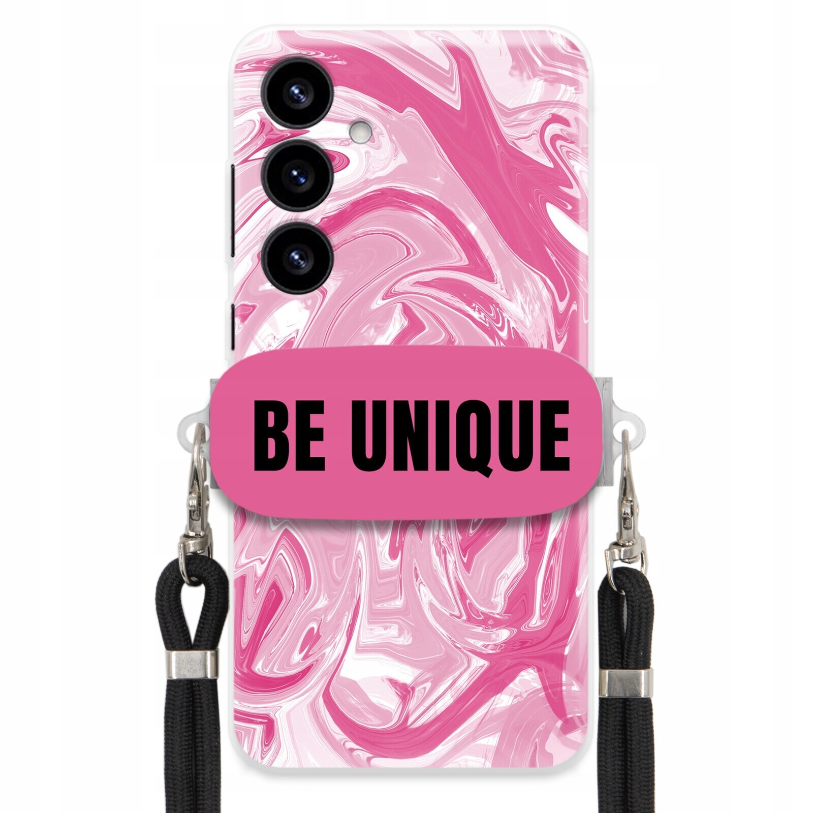Pouzdro pro Samsung S25 Plus Case úchytka na šňůrku Černá Růžová Mramorová Unique