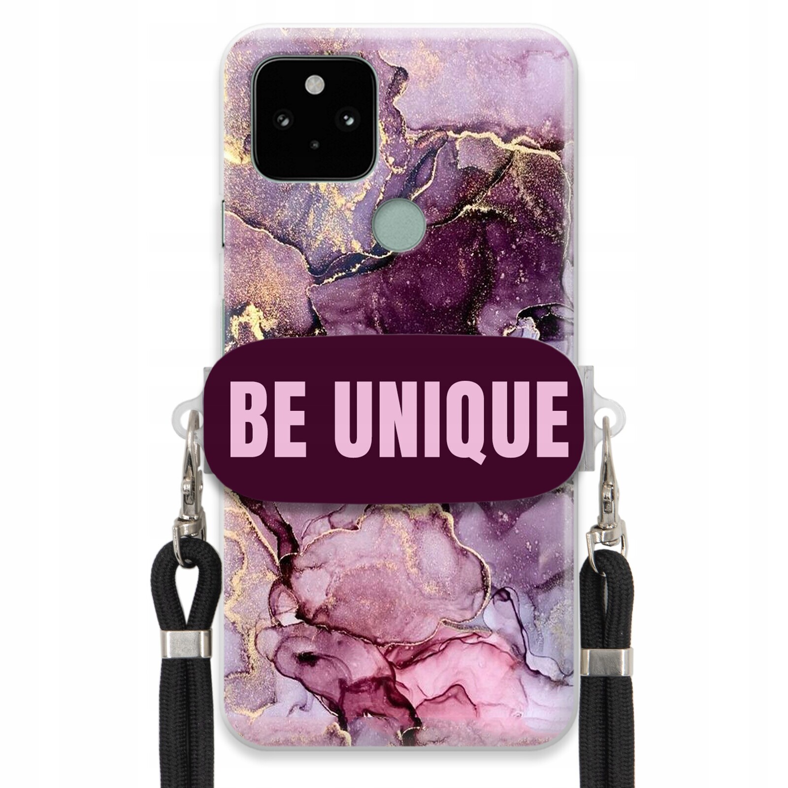 Pouzdro pro Google Pixel 5A úchytka Šňůra Černá Fialová Mramor Be Unique