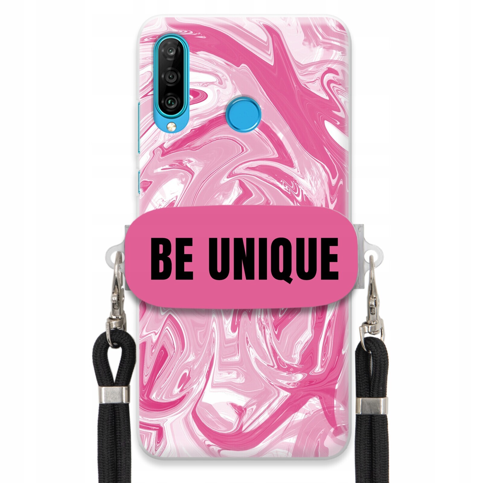 Pouzdro pro Huawei P30 Lite Case Uchopovací šňůrka Černá Růžová Mramorová Unique