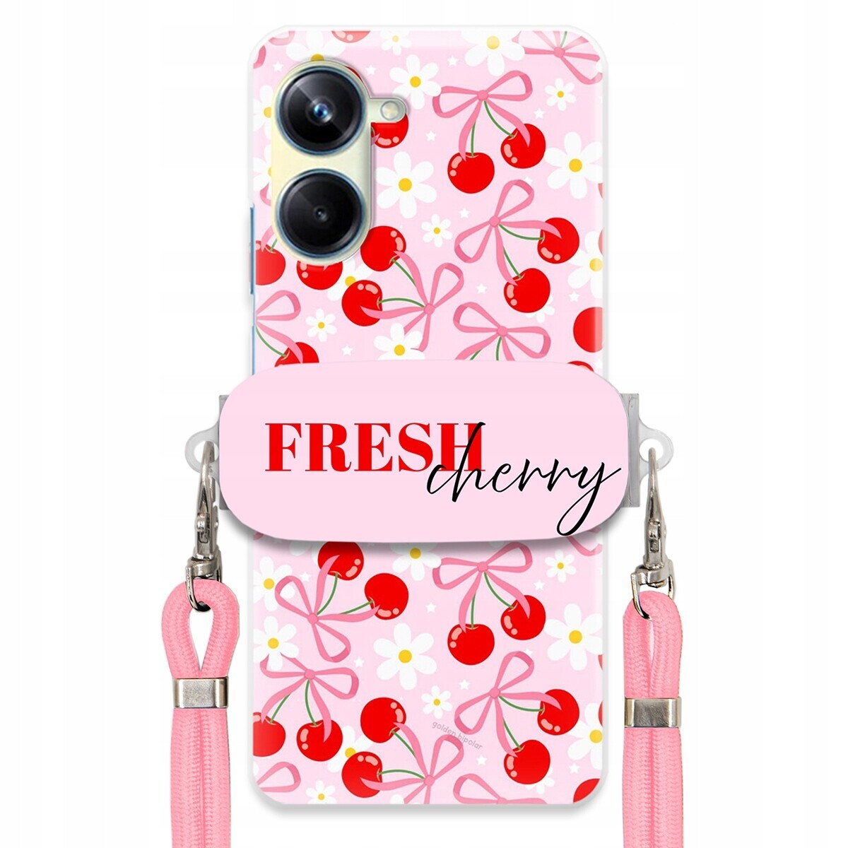 Pouzdro pro Realme 10 Pro 5G Case Držák Šňůrka Růžová Fresh Cherry Kokardy