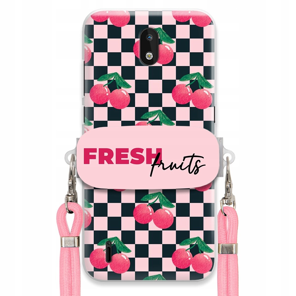 Pouzdro pro Nokia 1.3 Vodítko Pink Crossbody Funkční rukojeť Fresh Fruits
