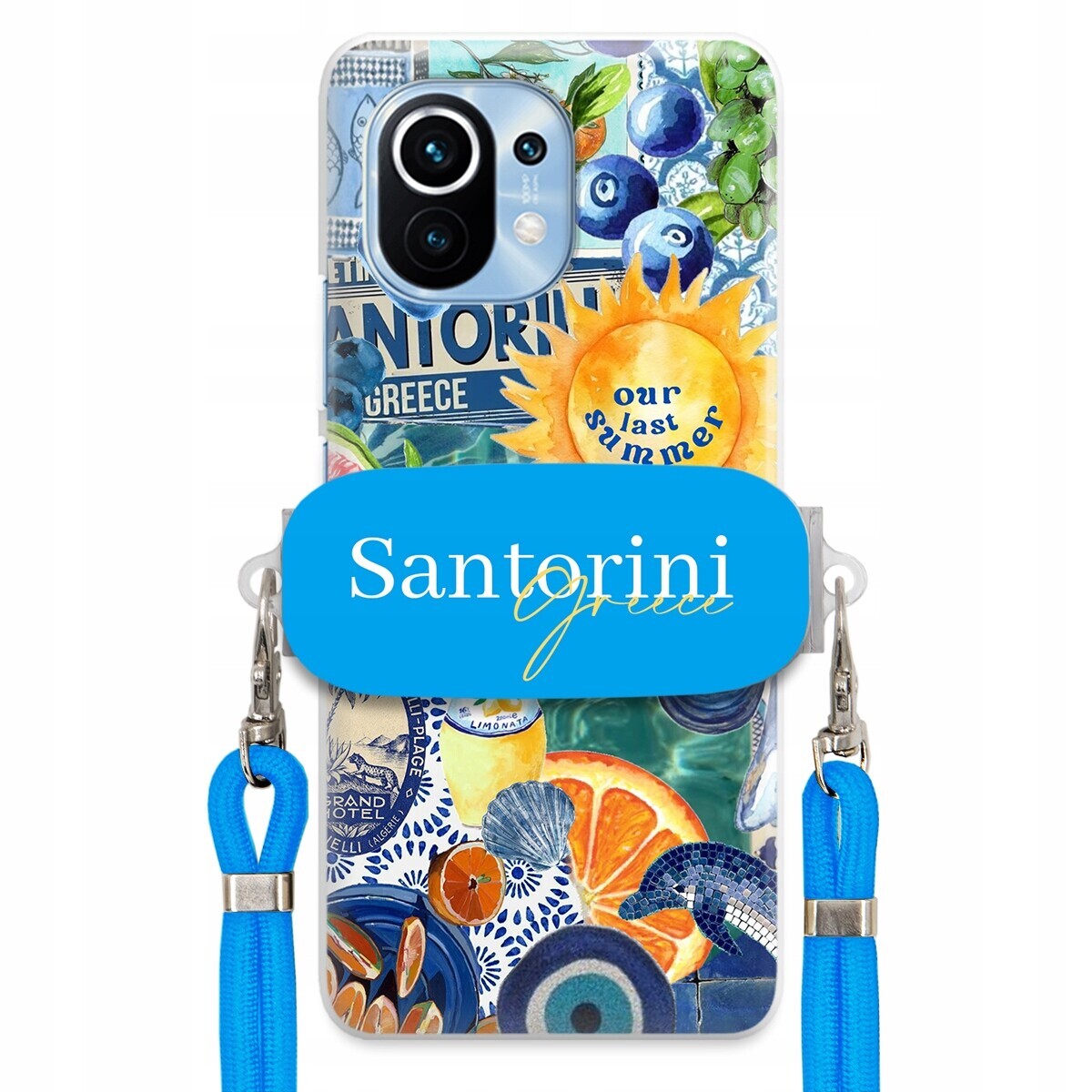 Pouzdro pro Xiaomi Mi 11 Modré Crossbody vodítko Držák Santorini Sea Vibes