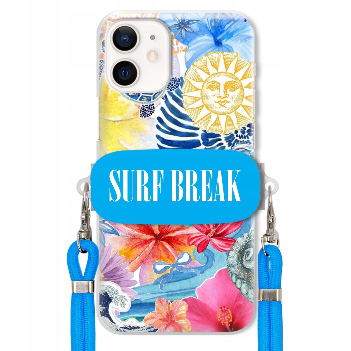 Pouzdro pro iPhone 12 Mini Crossbody vodítko modré držák Surf Break Dovolená