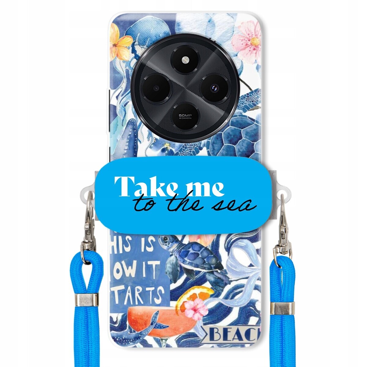 Pouzdro pro Xiaomi Redmi 14C 4G Premium Vodítko modré Držák Take Me To The Sea