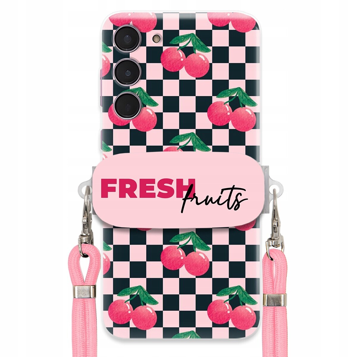 Pouzdro pro Samsung S24 Plus Crossbody vodítko držák Šachovnice Fresh Fruits