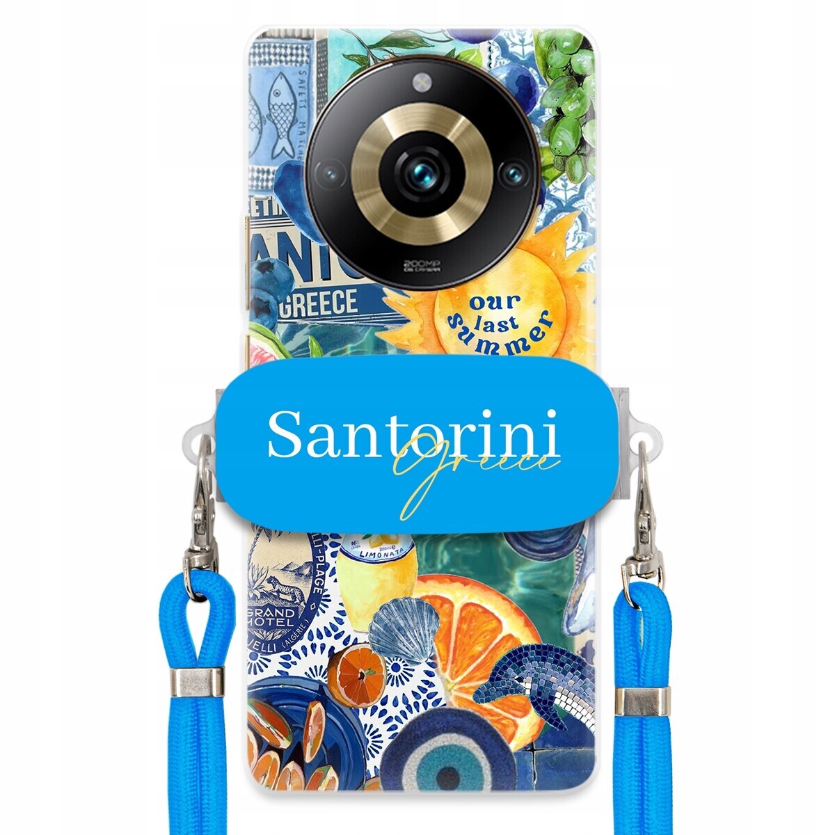 Pouzdro pro Realme 11 Pro Plus 5G Modré vodítko držák Santorini Sea Vibes