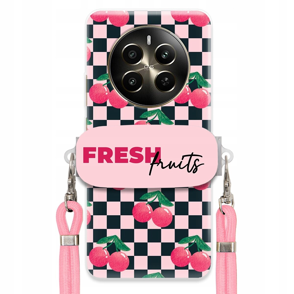 Pouzdro pro Realme 13 4G Vodítko Pink Crossbody Držák Šachovnice Fresh Fruits