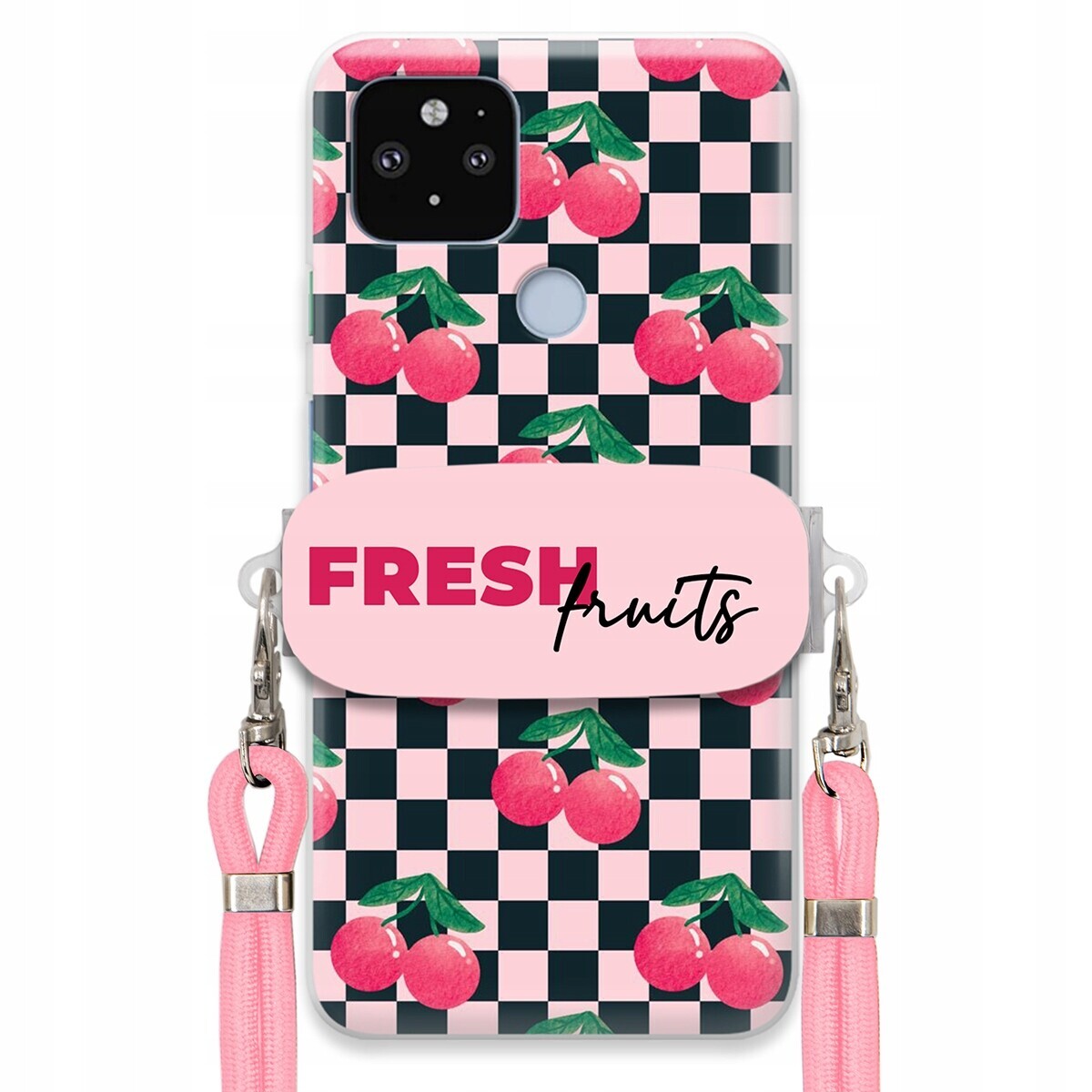 Pouzdro pro Google Pixel 5XL Crossbody vodítko držák Šachovnice Fresh Fruits