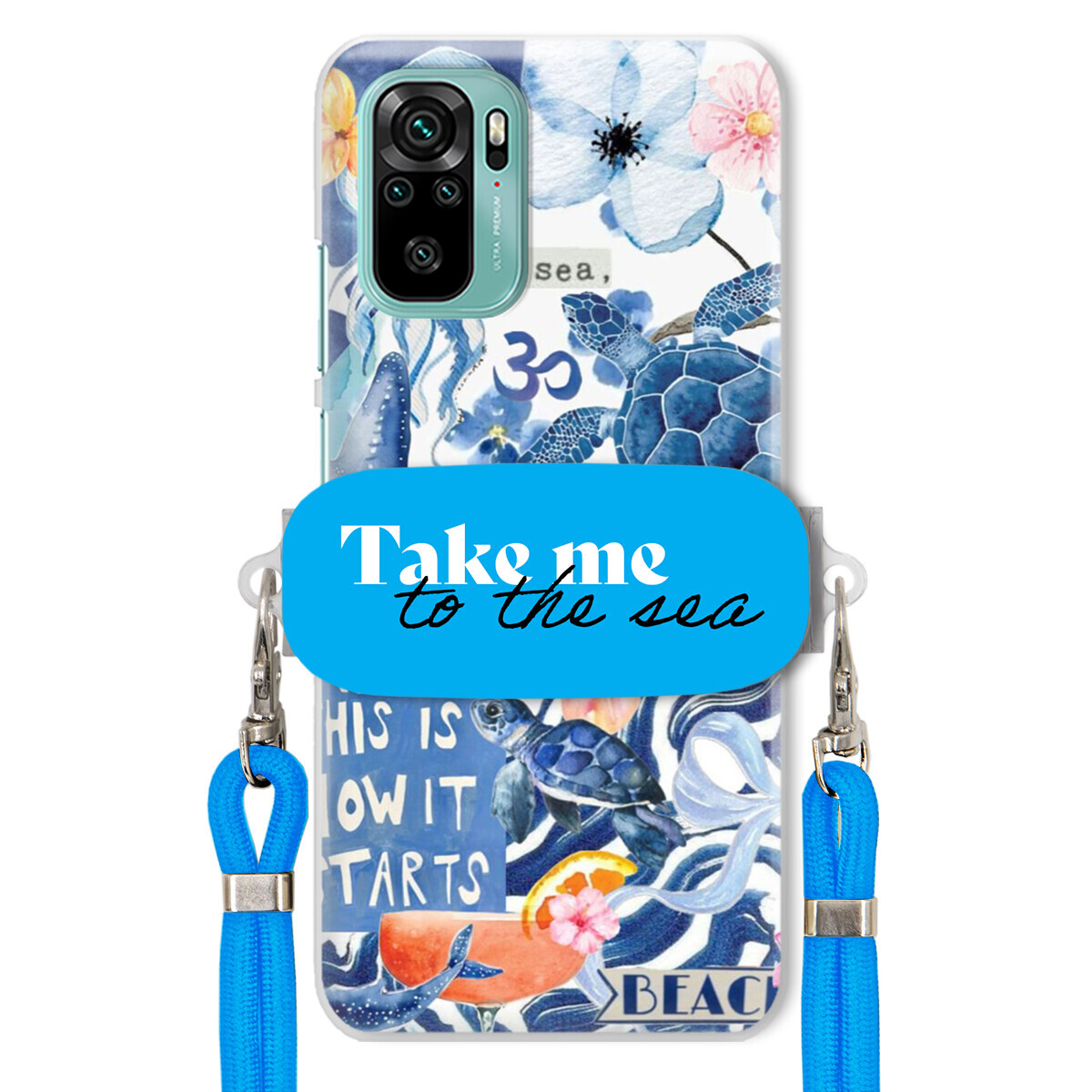 Pouzdro pro Xiaomi Redmi Note 10 Premium Vodítko Blue Držák Take Me To The Sea