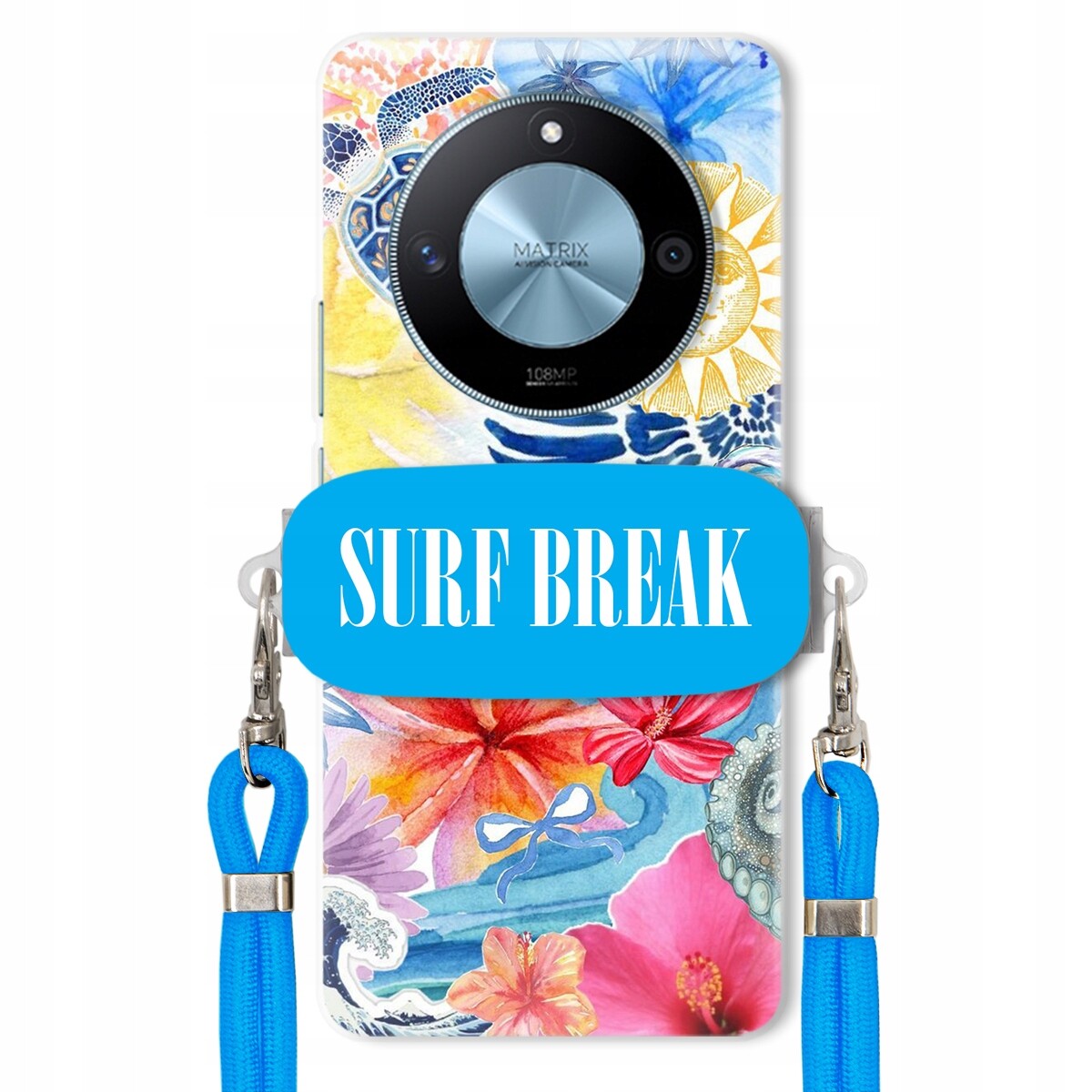 Pouzdro pro Honor X50 5G Modré Crossbody vodítko Držák Surf Break Lata