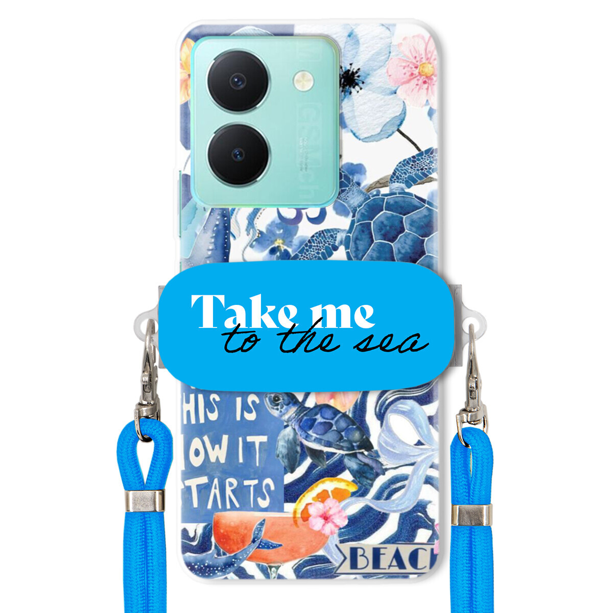 pouzdro na Vivo Y78 Modré Crossbody vodítko Držák Take Me To The Sea Top
