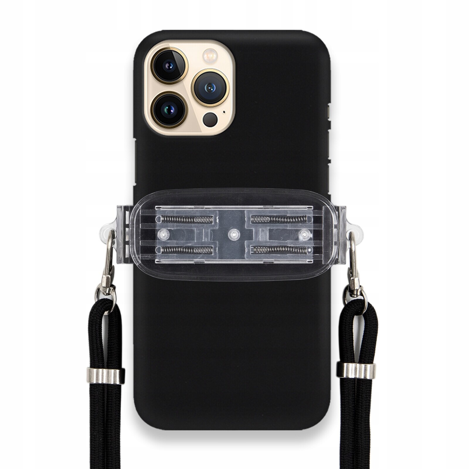 Pouzdro Pro Iphone 13 Pro Max Smooth Case Univerzální Držák Černá Šňůrka