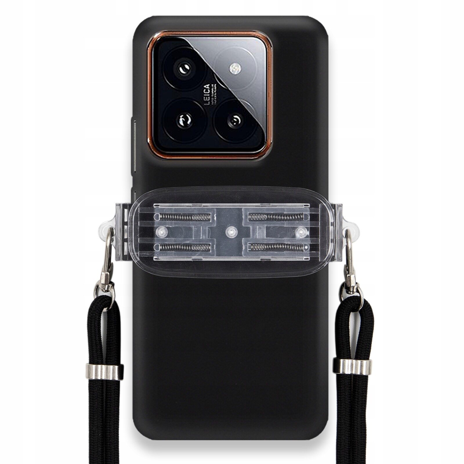 Pouzdro Pro Xiaomi 14 Pro Smooth Černý Case Univerzální Držák Černá Šňůrka