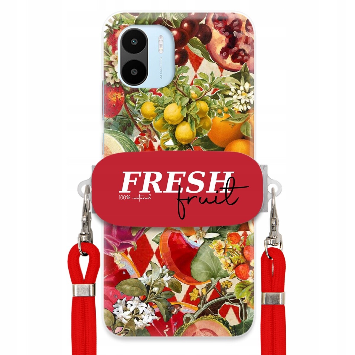 Pouzdro pro Xiaomi Redmi A1 Červené Crossbody vodítko Držák Fresh Fruit Ovoce