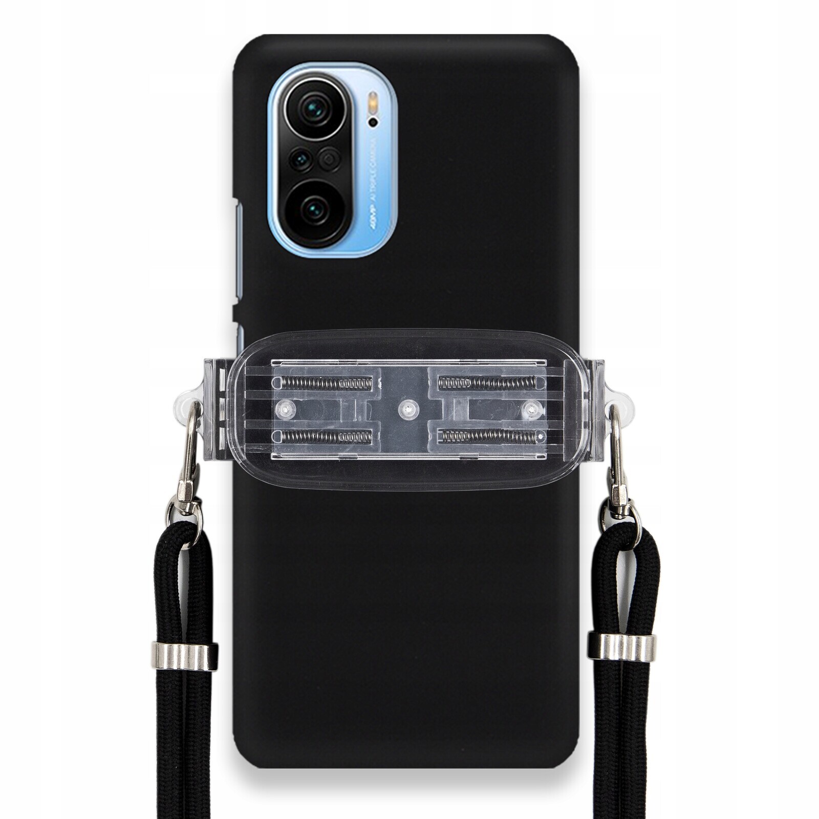 Pouzdro Pro Xiaomi Redmi K40 Matné Černé Pouzdro Univerzální Držák Černá Šňůrka