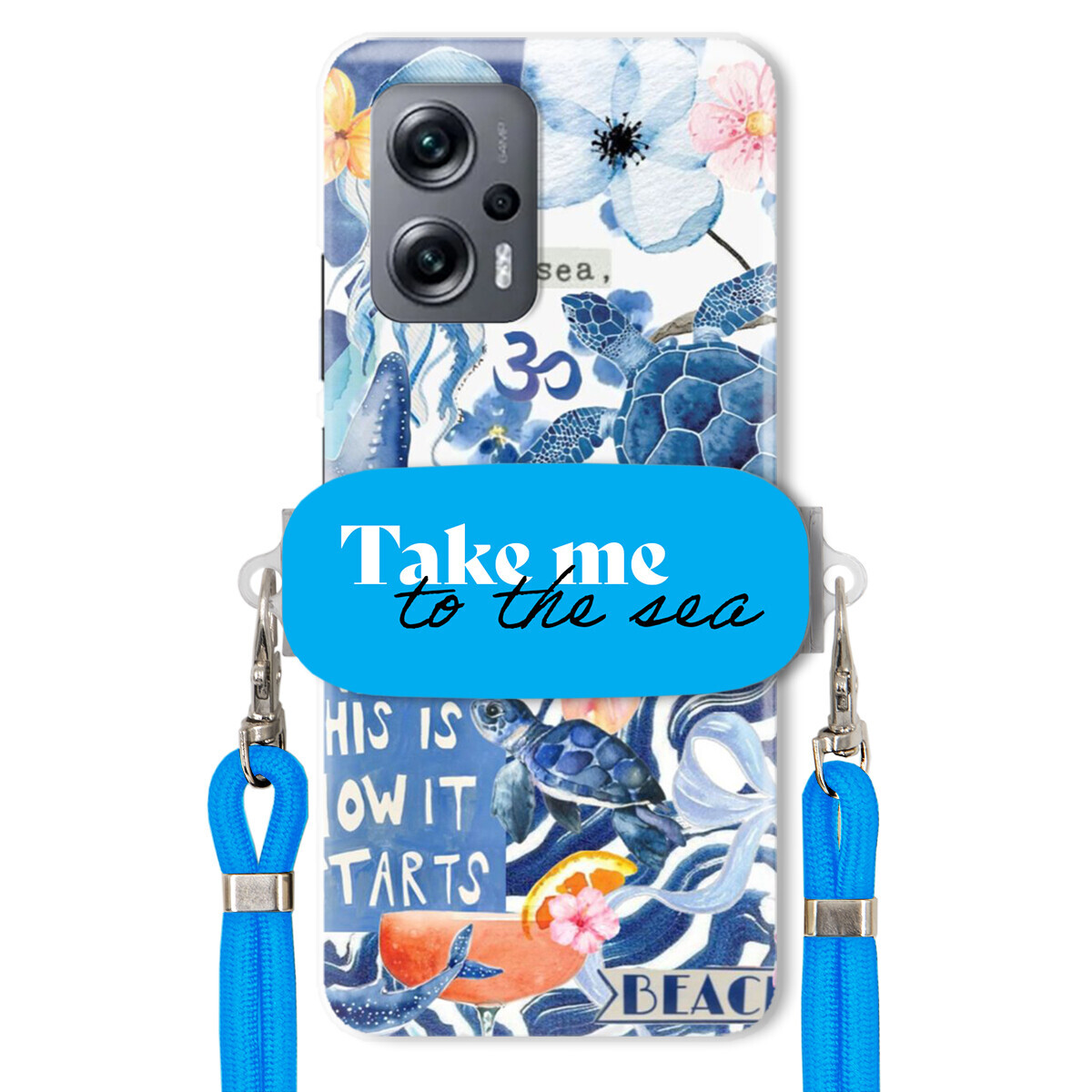 Pouzdro pro Xiaomi Redmi Note 11T Pro Crossbody vodítko Držák Take Me To The Sea