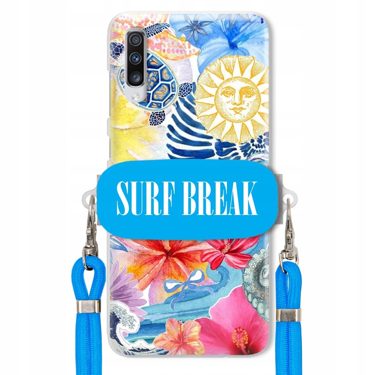 Pouzdro pro Samsung A70s Modré Crossbody vodítko Držák Surf Break Léta