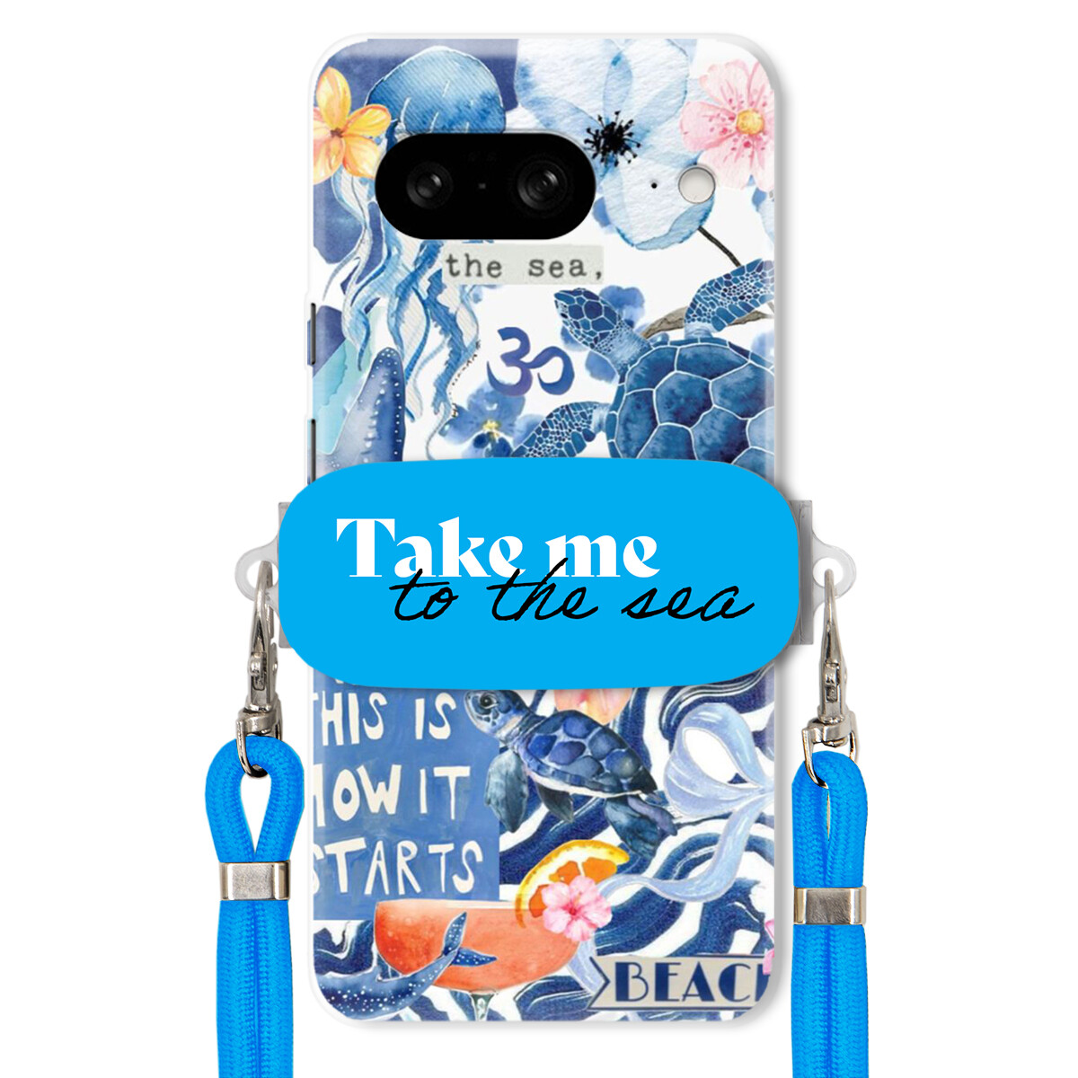 Pouzdro pro Google Pixel 8 Premium Vodítko modré Držák Take Me To The Sea