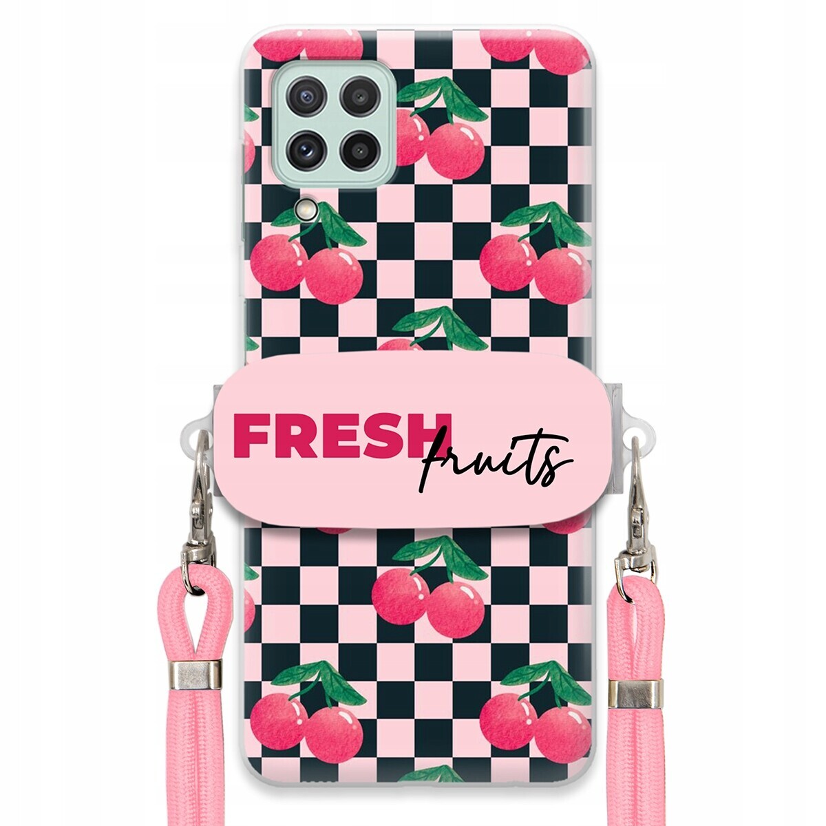 Pouzdro pro Samsung M32 4G Crossbody vodítko Držák Šachovnice Fresh Fruits