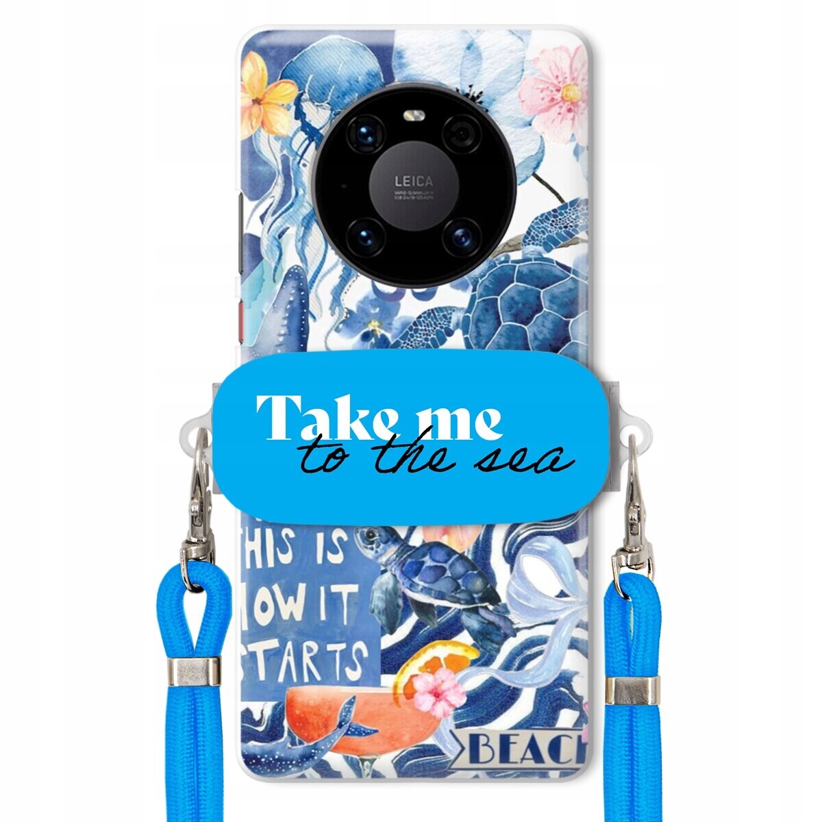 Pouzdro pro Huawei Mate 40 Pro Premium Vodítko modré Držák Take Me To The Sea