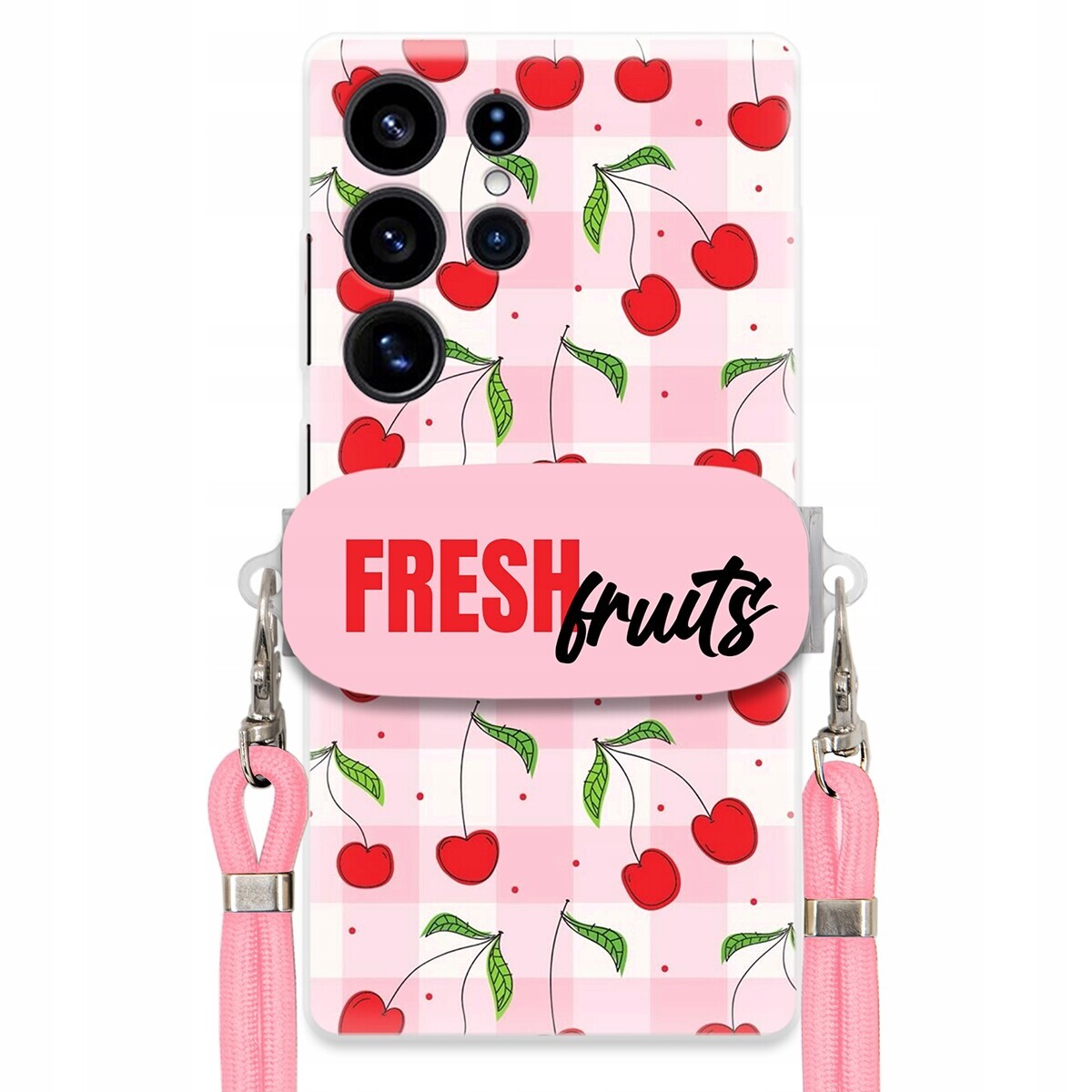 Pouzdro pro Samsung S25 Ultra Case Držák na šňůrku Růžový Fresh Fruits Kratka