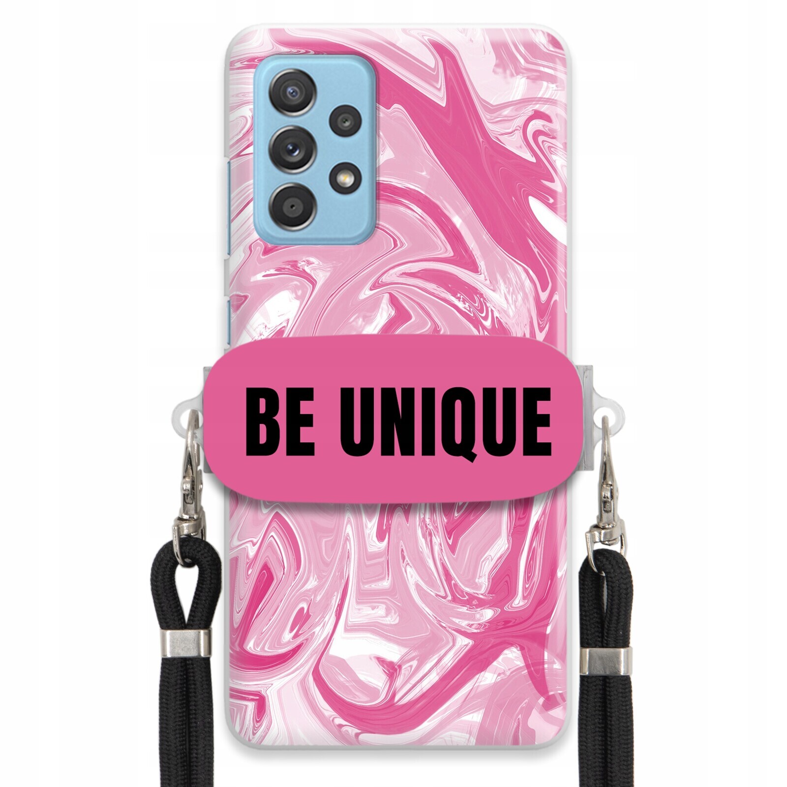 Pouzdro pro Samsung A33 5G úchytka na šňůrku Černá Růžová Mramorová Be Unique