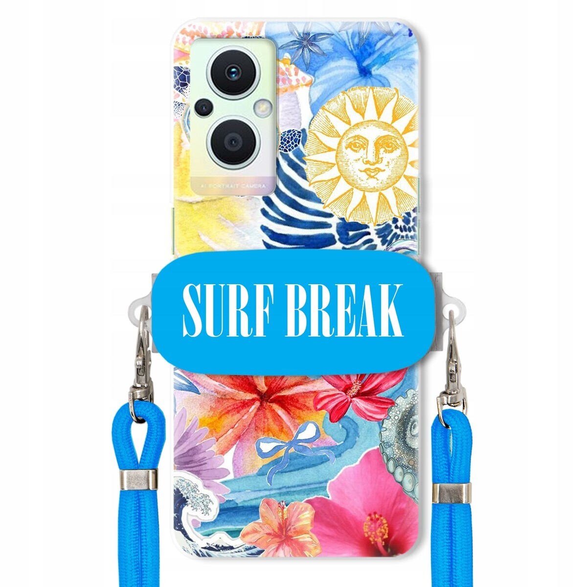 Pouzdro pro Oppo Reno 8 Lite Crossbody Blue držák Surf Break Lata