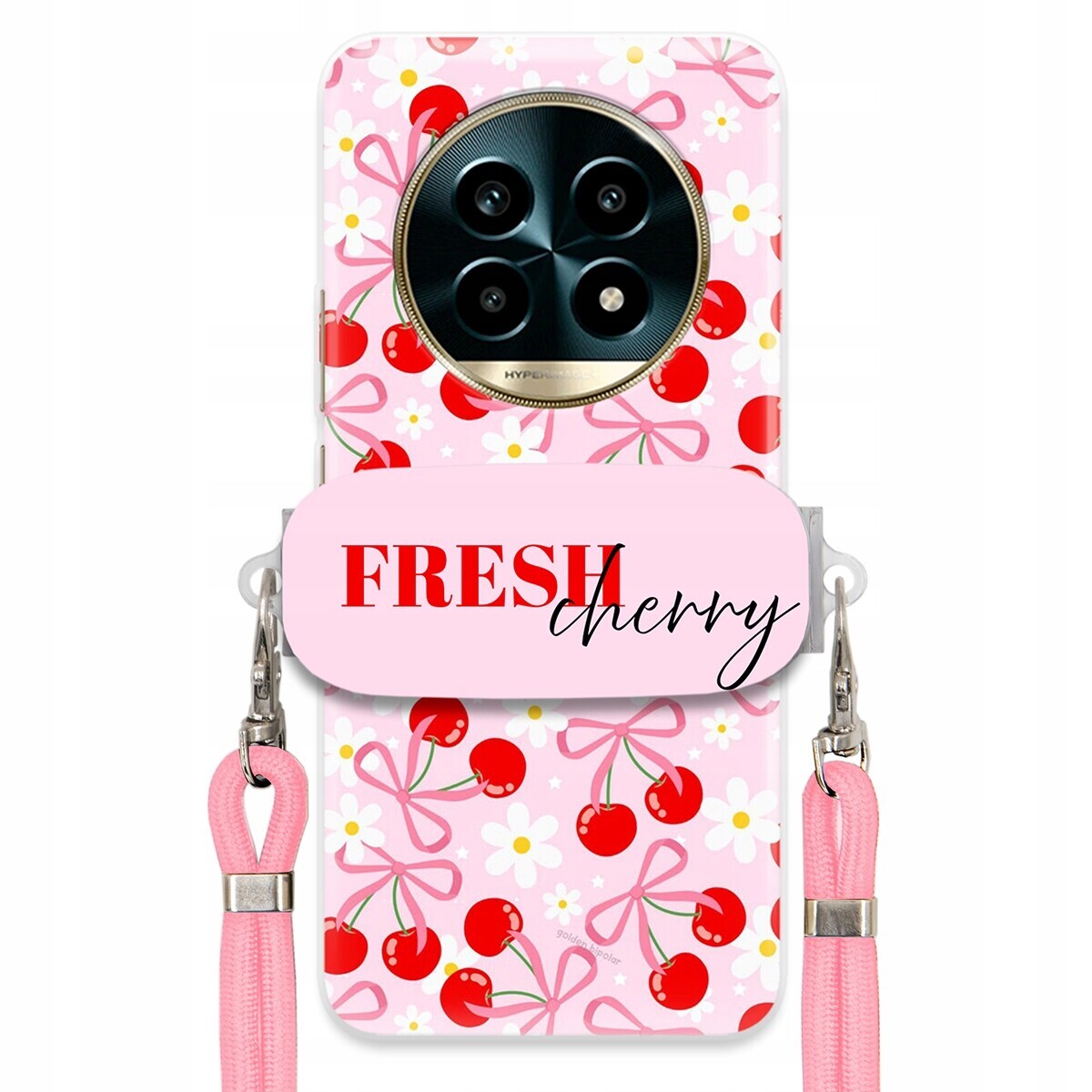 Pouzdro pro Realme 13 Pro Plus 5G Case Držák Šňůrka Růžová Cherry Kokardy