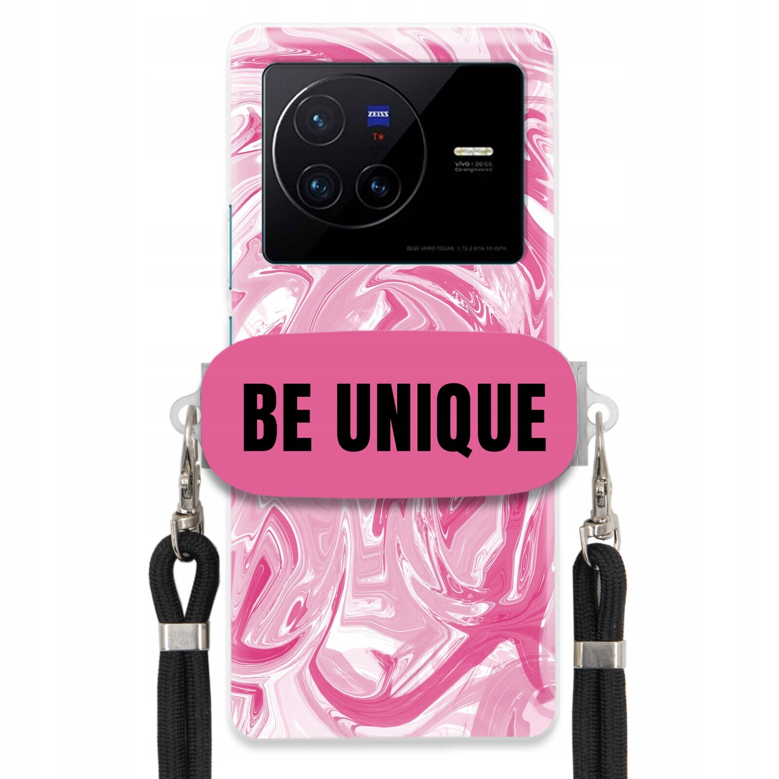 pouzdro na Vivo X80 Pouzdro Uchyt Šňůra Černá Růže Mramor Unique